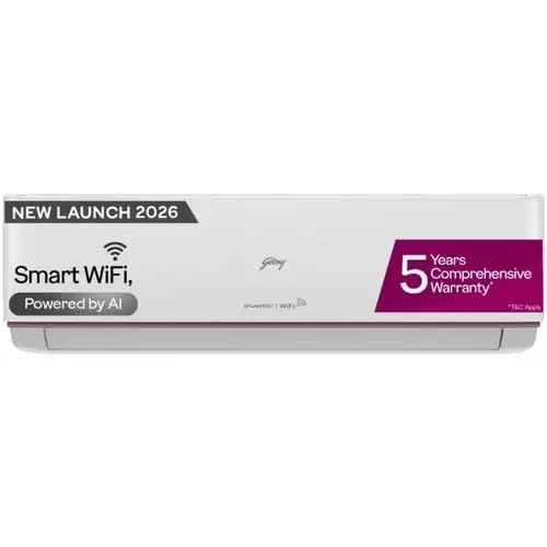 Godrej 1.5 Ton 3 Star Inverter Split Smart AC (2026 Model, 18A3TG , Copper Condenser, 4-Way Swing, Wi-Fi Voice & App Control, i-Sense Technology, White)