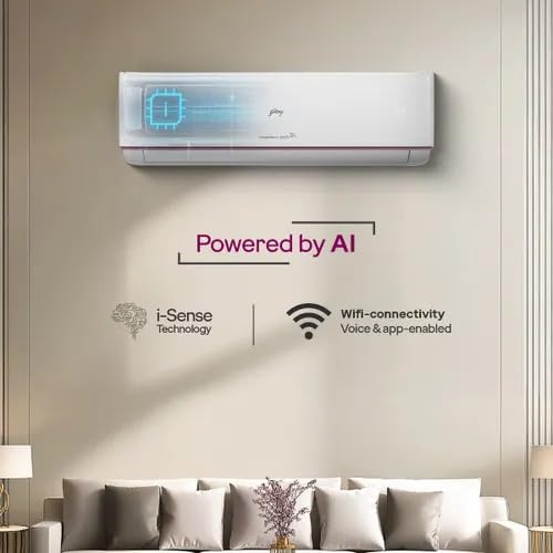 Godrej 1.5 Ton 3 Star Inverter Split Smart AC (2026 Model, 18A3TG , Copper Condenser, 4-Way Swing, Wi-Fi Voice & App Control, i-Sense Technology, White)