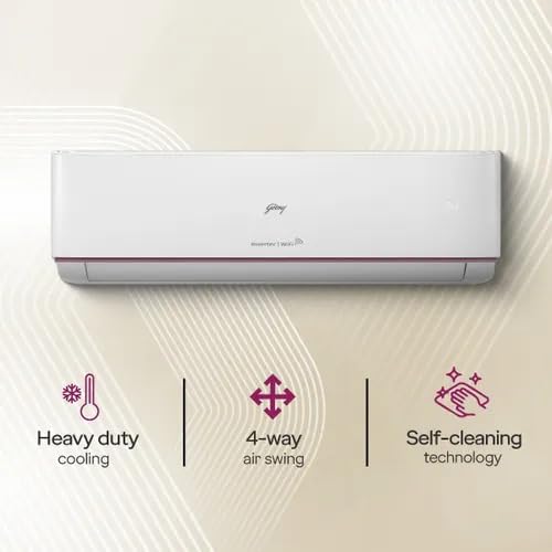 Godrej 1.5 Ton 3 Star Inverter Split Smart AC (2026 Model, 18A3TG , Copper Condenser, 4-Way Swing, Wi-Fi Voice & App Control, i-Sense Technology, White)