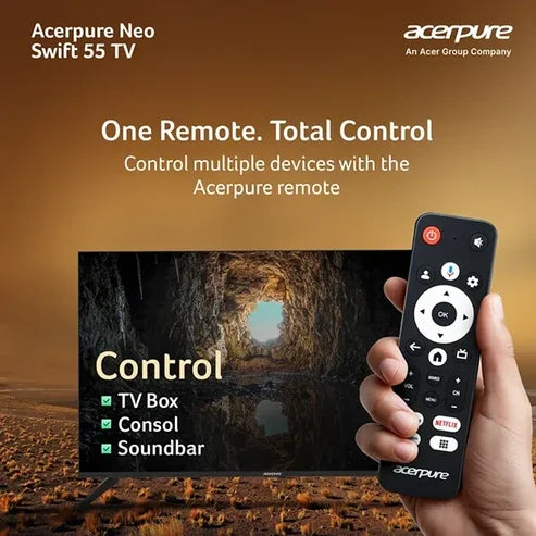 acerpure Swift TV by  139 cm (55 inch) Ultra HD (4K) LED Smart Google TV with Bezel-Less | Google OS | VRR | ALLM | Dolby ATMOS (AP55UG75PSFN5)