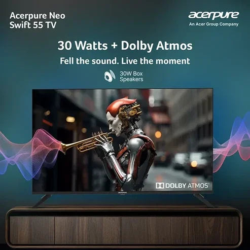 acerpure Swift TV by  139 cm (55 inch) Ultra HD (4K) LED Smart Google TV with Bezel-Less | Google OS | VRR | ALLM | Dolby ATMOS (AP55UG75PSFN5)