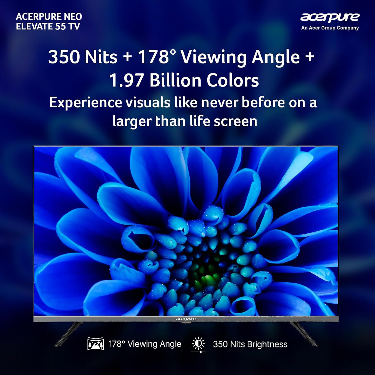 Acerpure 139 cm (55 inch) Elevate Neo Series 4K Ultra HD QLED Smart Android 14 TV GTV AP55UG75PELN5