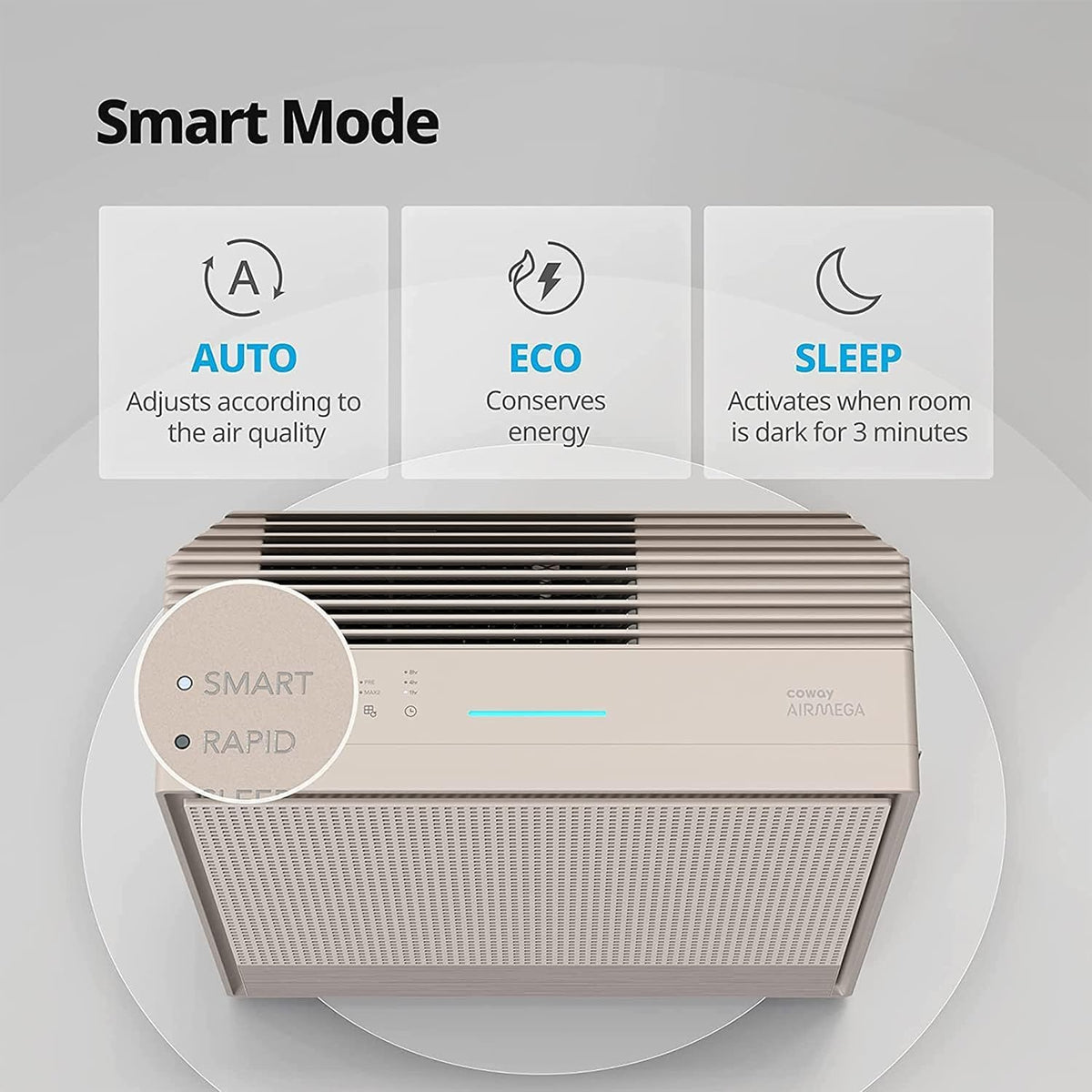 Coway AirMega 250 (AP-1720H) Smartchoice Air Purifier, Filter Life 8500Hrs (approx. 1.5-2 yrs), Anti-Virus True Hepa Filter (H13), Kills Allergies, Virus, Germs & PM 0.01 with 99.999% efficiency