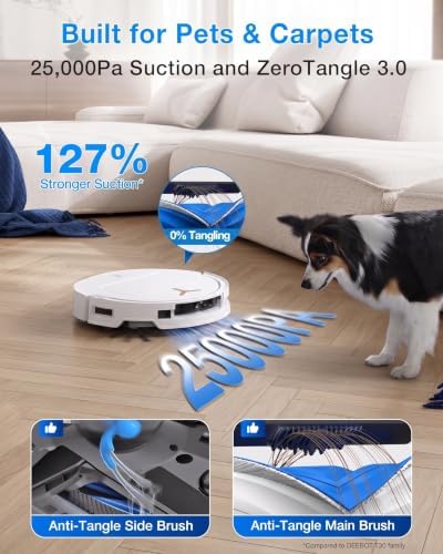 ECOVACS Deebot T50S Pro Omni 2 in 1 Robot Vacuum Cleaner & Mop, 2026 New Launch 25000 Pa Suction, Self-Empty & Self Wash Omni-Station, ZeroTangle 3.0, Hot Air-Drying, Auto-Lift Mop, 250 Mins Runtime
