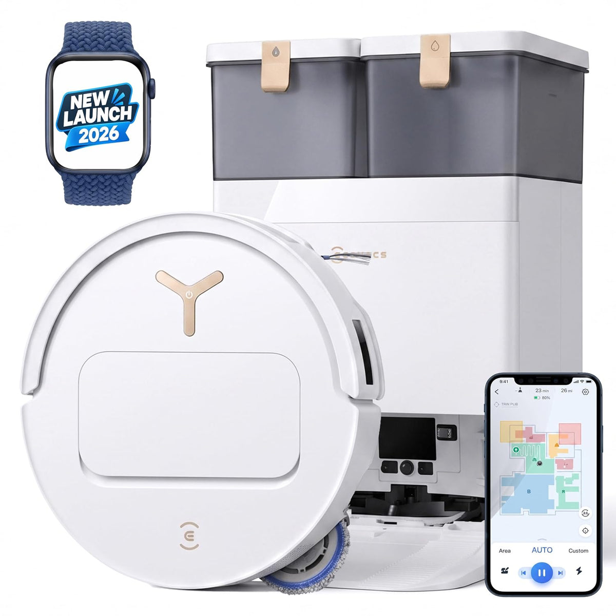 ECOVACS Deebot T50S Pro Omni 2 in 1 Robot Vacuum Cleaner & Mop, 2026 New Launch 25000 Pa Suction, Self-Empty & Self Wash Omni-Station, ZeroTangle 3.0, Hot Air-Drying, Auto-Lift Mop, 250 Mins Runtime