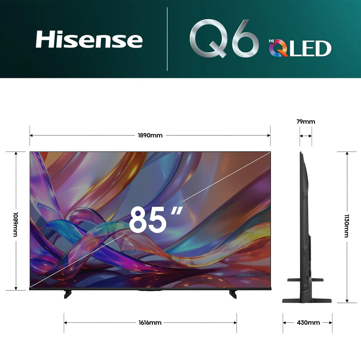 Hisense 215 cm (85 Inch) 4K Ultra HD Smart QLED TV | Quantum Dot Display | Dolby Vision & Dolby Atmos | AI 4K Upscaler | Game Mode Plus | Voice Control | 85Q6S