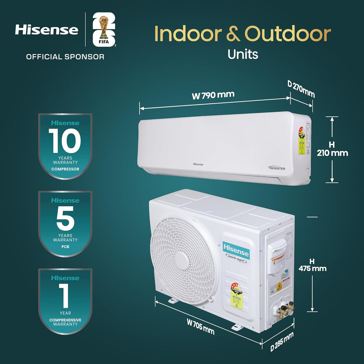 Hisense 1.0 Ton 3 star Inverter Split AC(Copper, 5-in-1 Convertible with Intelligent 4 modes, 4 Way Swing, Anti corrosion, Long Air Distance, AS-12TR4R3E, White ）