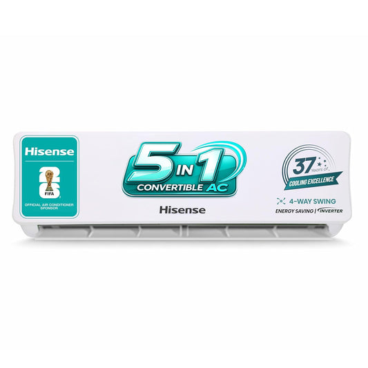 Hisense 1.0 Ton 3 star Inverter Split AC(Copper, 5-in-1 Convertible with Intelligent 4 modes, 4 Way Swing, Anti corrosion, Long Air Distance, AS-12TR4R3E, White ）