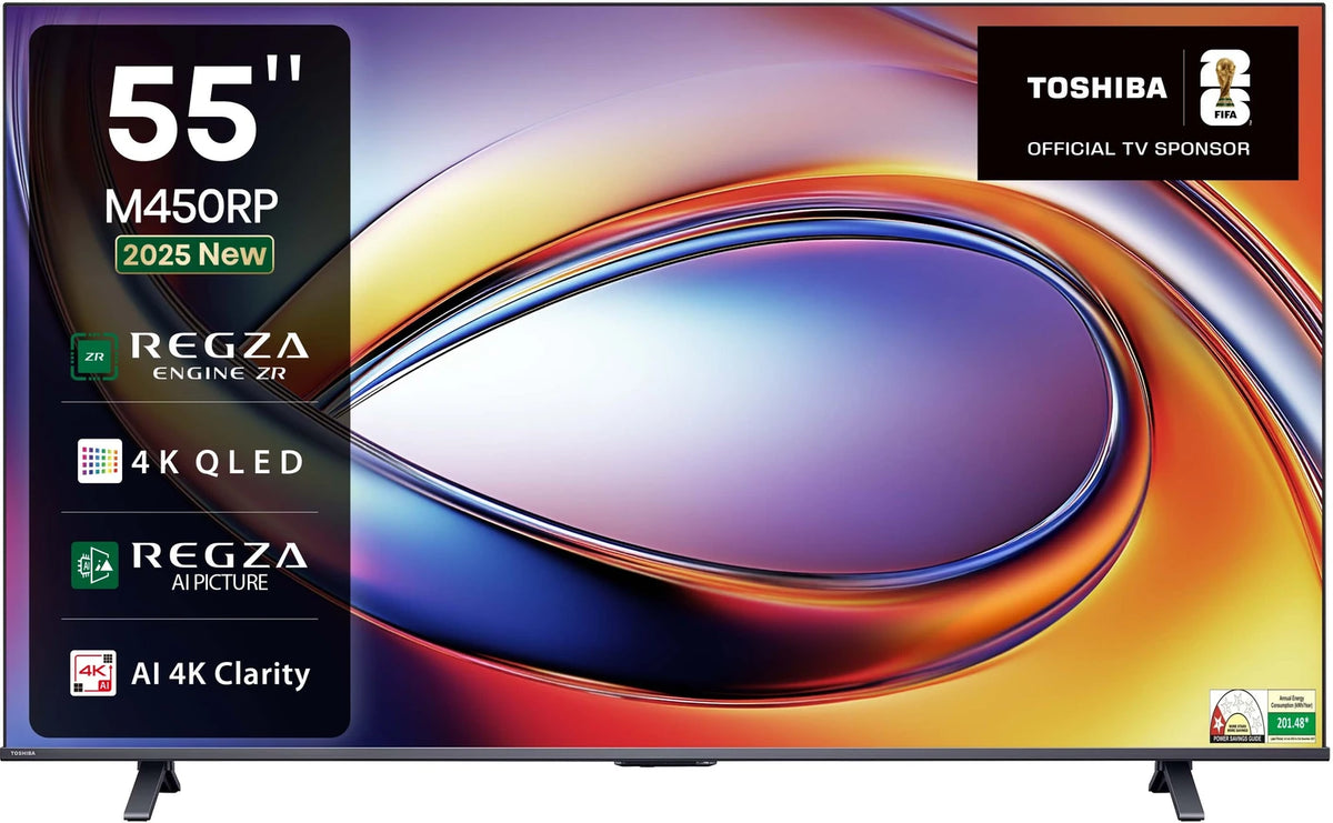 TOSHIBA 55M450RP 139 cm (55 inch) QLED Ultra HD (4K) Smart VIDAA TV with Quantum Dot Color| Dolby Vision Atmos| 4K AI Upscalar (55M450RP)