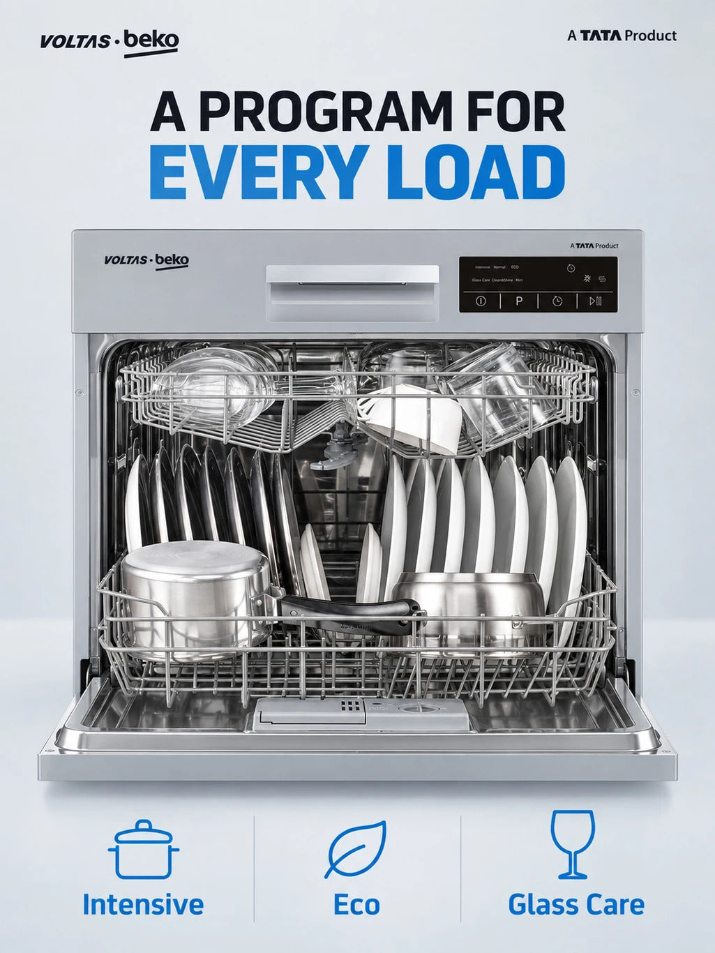 Voltas Beko DT8S Free Standing 8 Place Settings Dishwasher