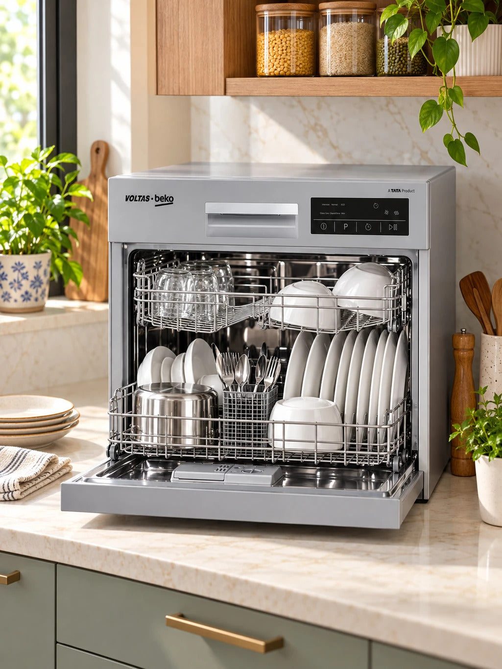 Voltas Beko DT8S Free Standing 8 Place Settings Dishwasher